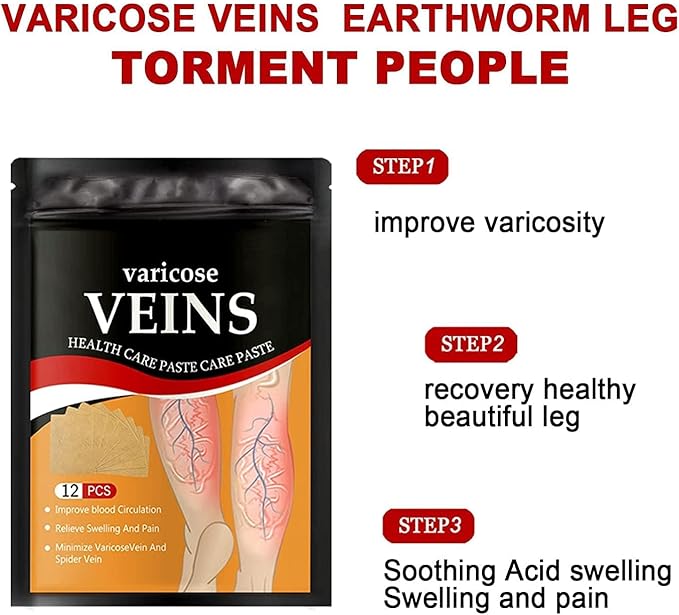 Varicose Veins Treatment Patch,12 Pcs Varicose Veins Remover for Legs Patch Spider Veins Removal for Legs Patch