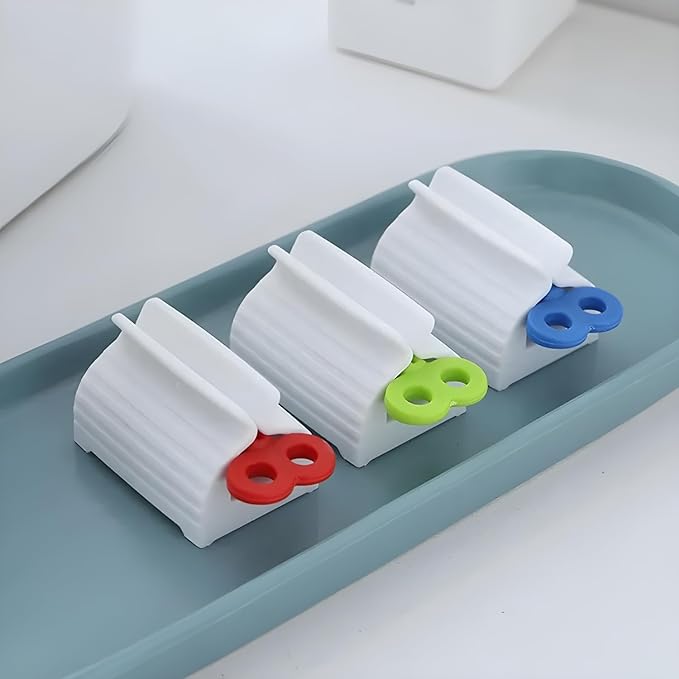 Portable Creative Rolling Toothpaste Presser Tube Squeezer Press Manual Squeezed Toothpaste Bathroom Supplies Dispenser Machine (Pack of 4)